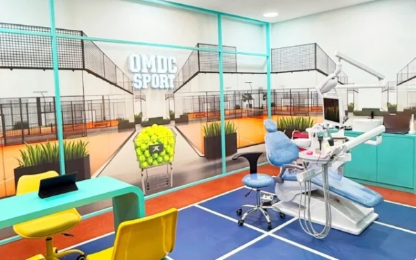 Nuansa sport di OMDC Dental cabang ke-20, Ampera, Jakarta Selatan.
