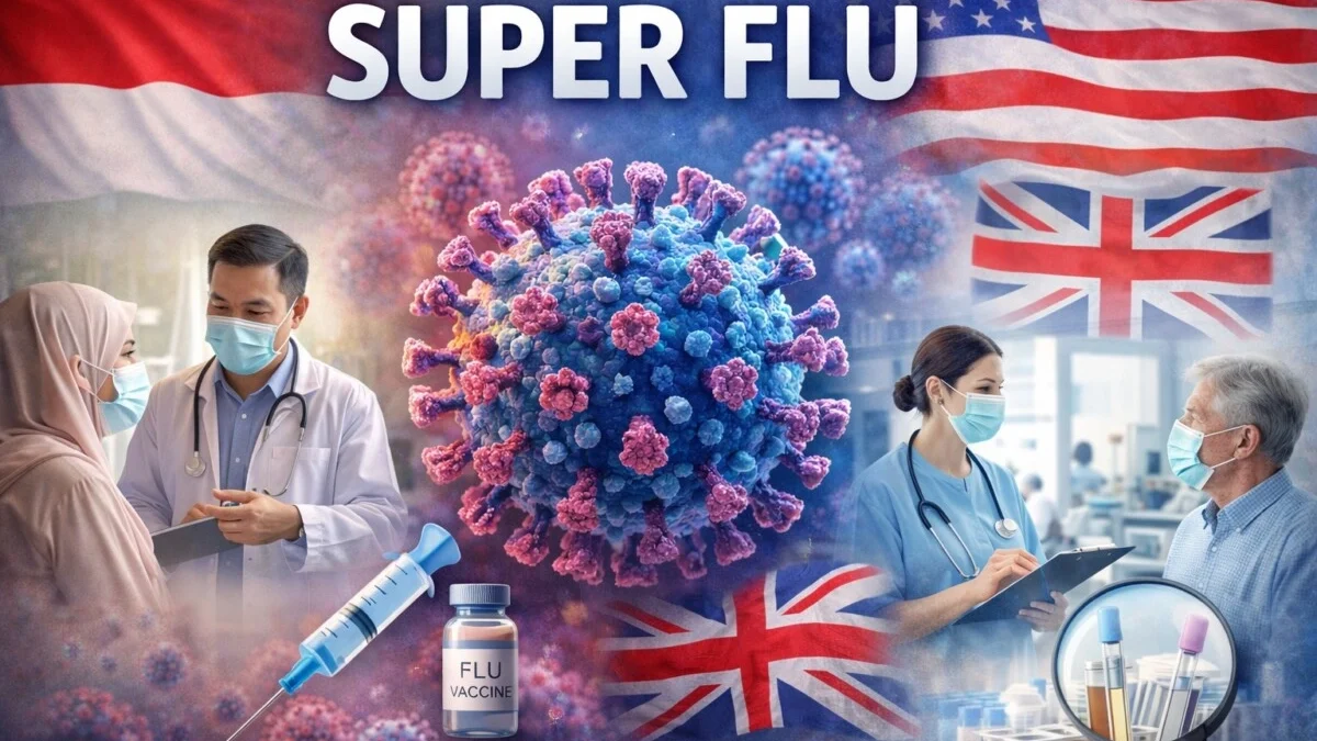 Perkembangan super flu di tiga negara dengan konteks berbeda menunjukkan satu benang merah: influenza tetap dapat menjadi ancaman global. (Ilustrasi AI/TRENDS.co.id)